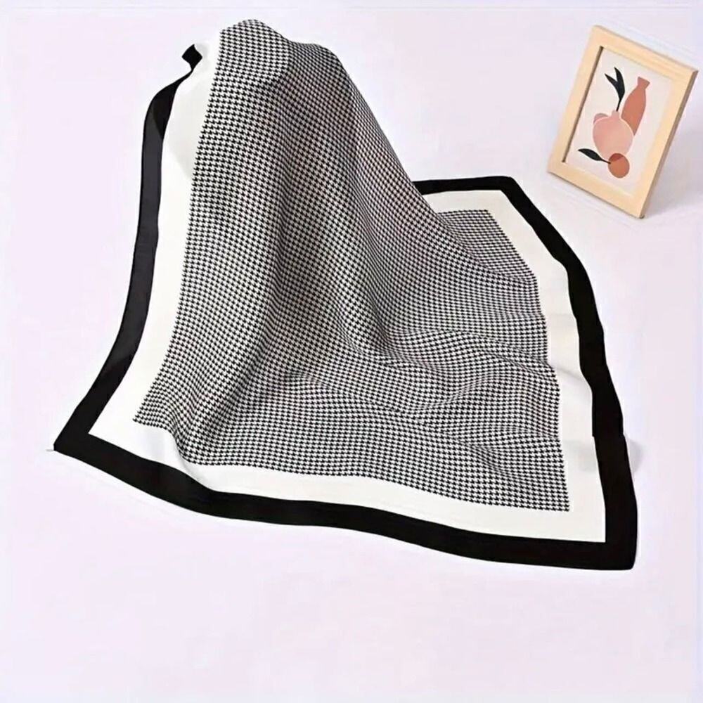 Silky Scarf Simple Pattern Scarf 70cm Square Neck Scarves Shawl
